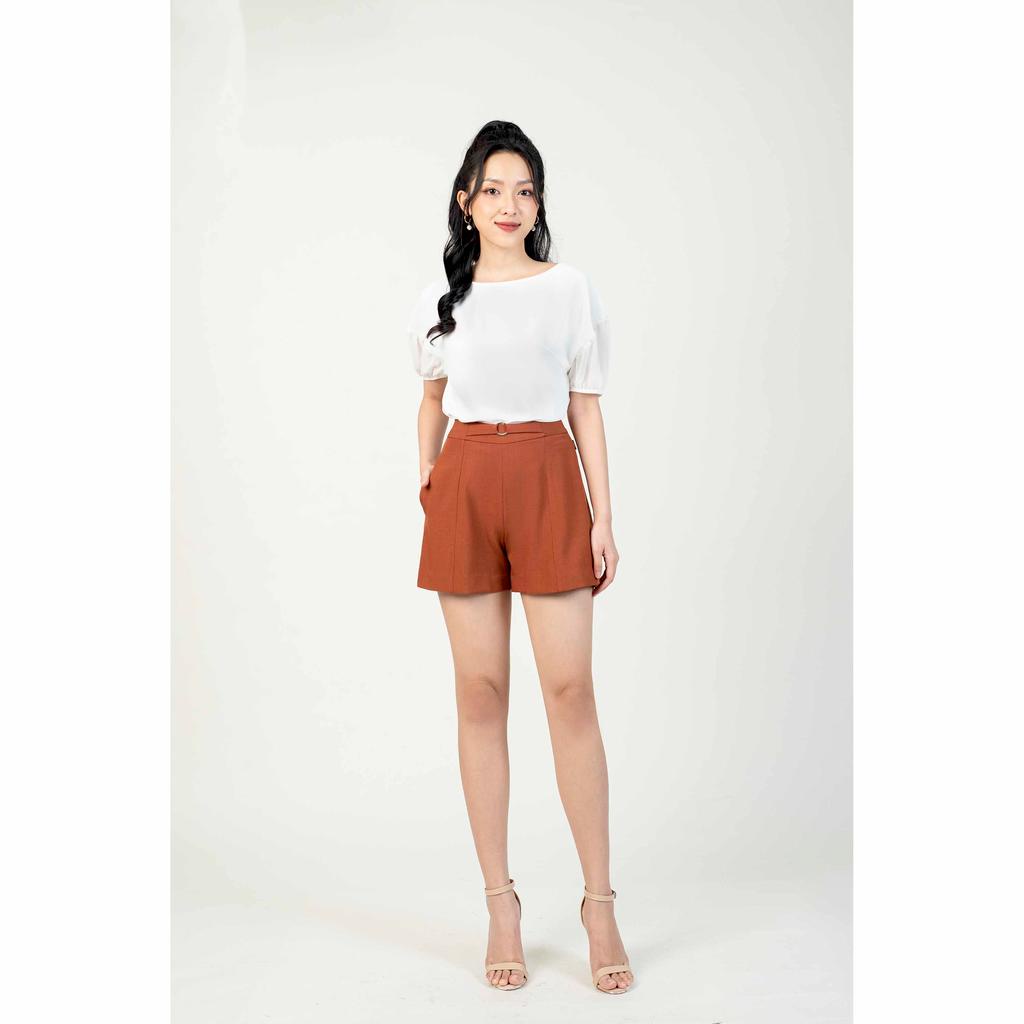 Quần short cạp đính đai tròn MMOutfit M-QU020321041