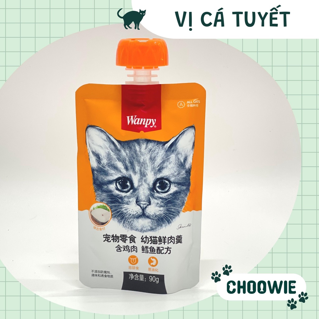 Súp thưởng cho mèo WANPY NẮP VẶN 90 gr nhiều dinh dưỡng | Snack cho mèo