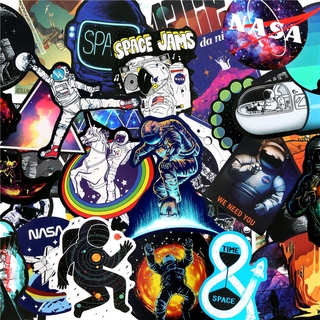 Set 50 Sticker Trang Trí Hình Phi Hành Gia và NASA Chống Thấm Nước