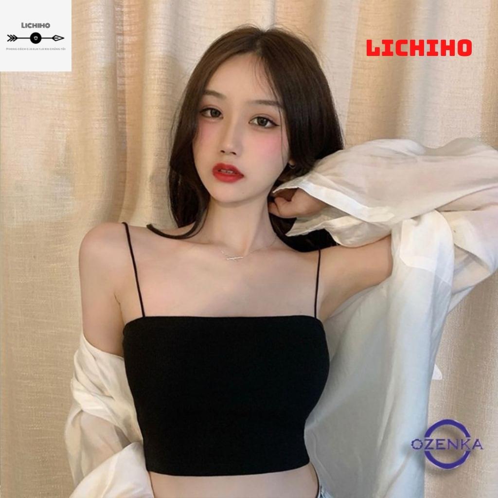 Áo croptop nữ hai dây sợi bún kiểu sexy ôm body CT09 LICHIHO siêu đẹp hottrend quyến rủ