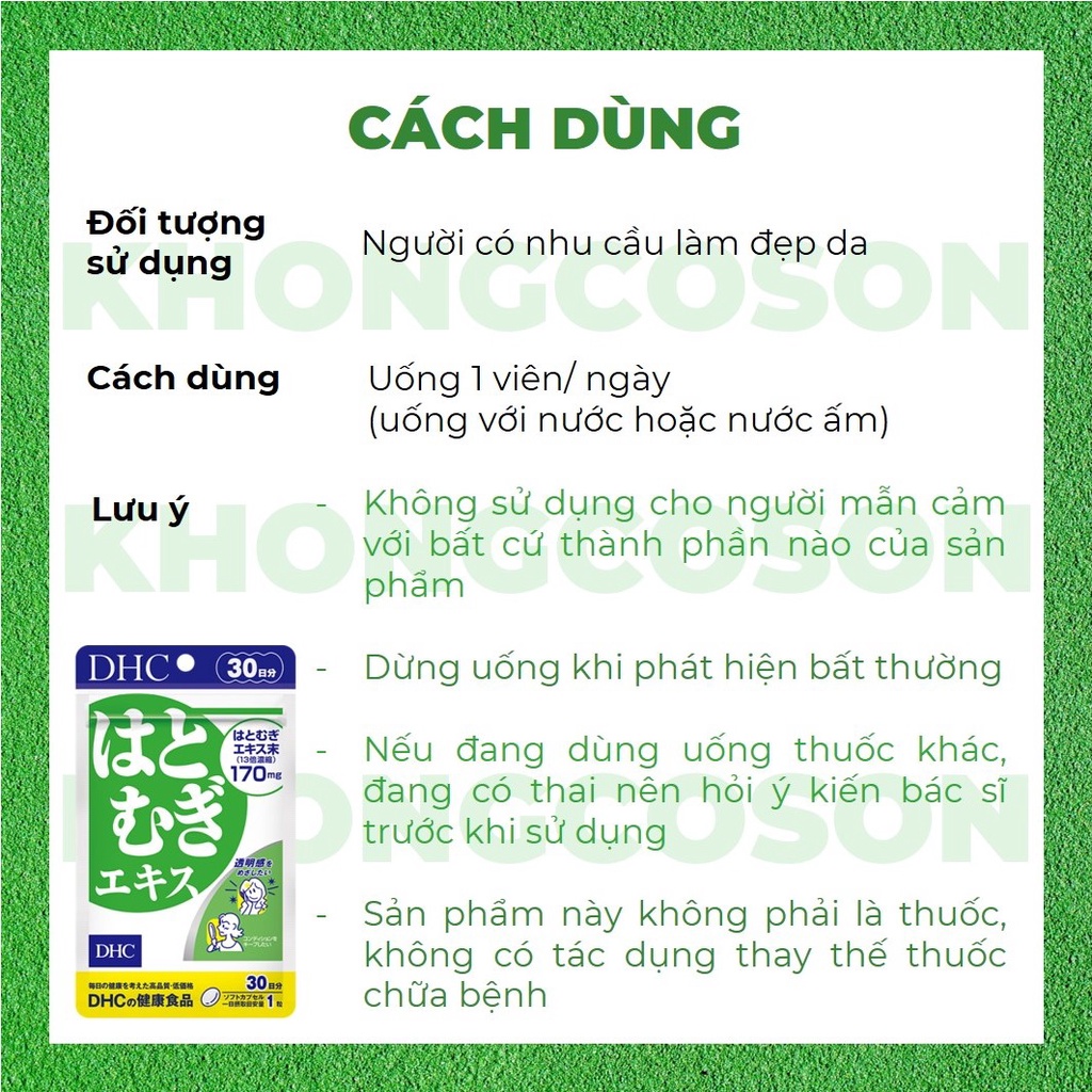 Viên uống Trắng da DHC Nhật Bản Adlay Extract - Khongcoson