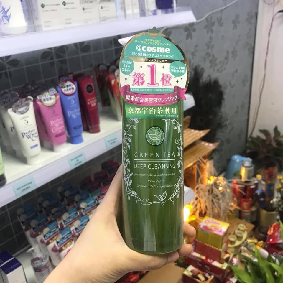 TẨY TRANG TRÀ XANH - Gel Tẩy Trang Rửa Mặt 2IN1 Santa Marche Green Tea Deep Cleansing Nhật Bản 400ML