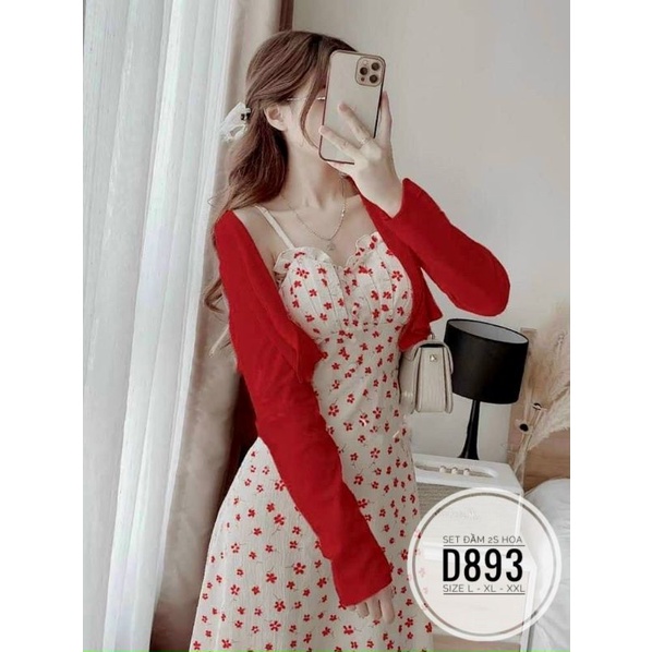 ĐẦM 2 DÂY HOA NHÍ PHỐI ÁO KHOÁC BIGSIZE