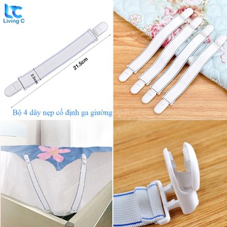 Bộ 4 dây nẹp cố định ga giường Living C , combo 4 đồ cố định drap giường nệm _B35