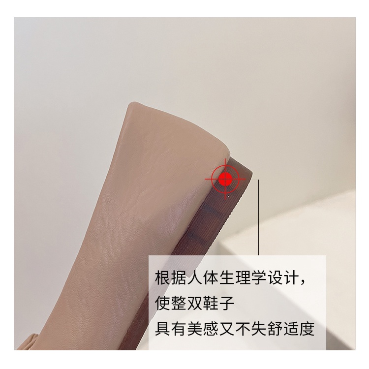 Giày búp bê da mềm mũi vuông đính nơ xinh xắn dễ thương cho nữ