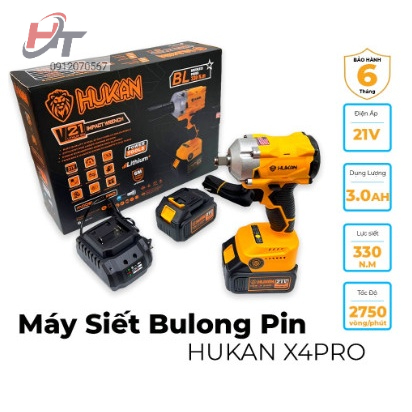 Máy siết bulong kiêm vít HUKAN X4 PRO mẫu cải tiến chống va đập lực siết khỏe lên đến 330 N.M