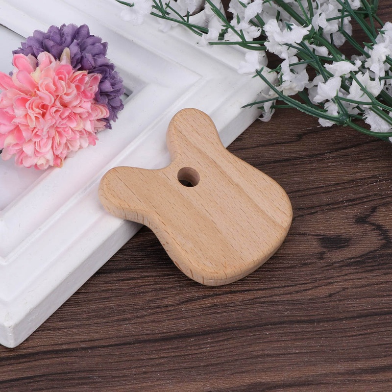 Đồ Chơi Gặm Nướu Hình Thỏ Bằng Gỗ Sồi Tự Nhiên DIY Dành Cho Trẻ Em