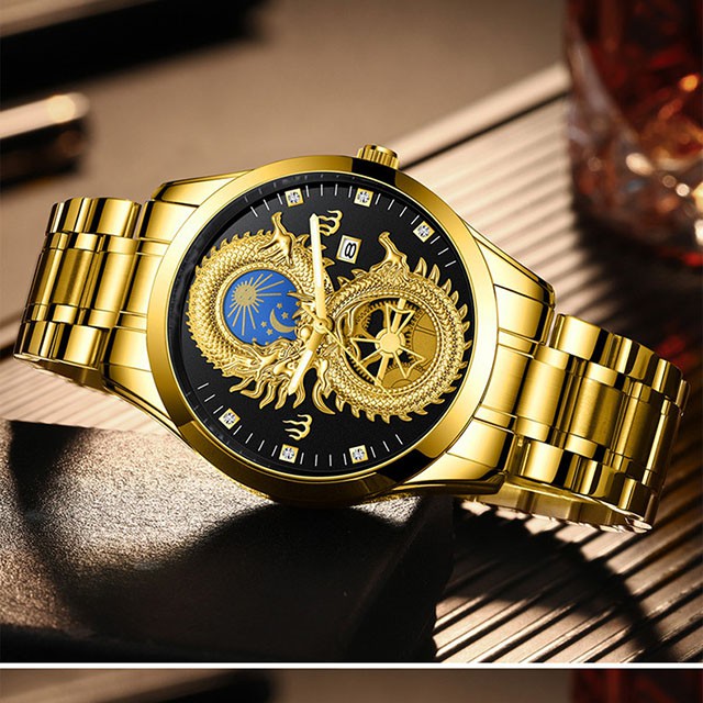 Đồng hồ nam chính hãng FNGEEN dây thép cao cấp không gỉ, Đồng hồ nam cơ chính hãng mặt rồng đẹp S999 - Aka Mart | BigBuy360 - bigbuy360.vn