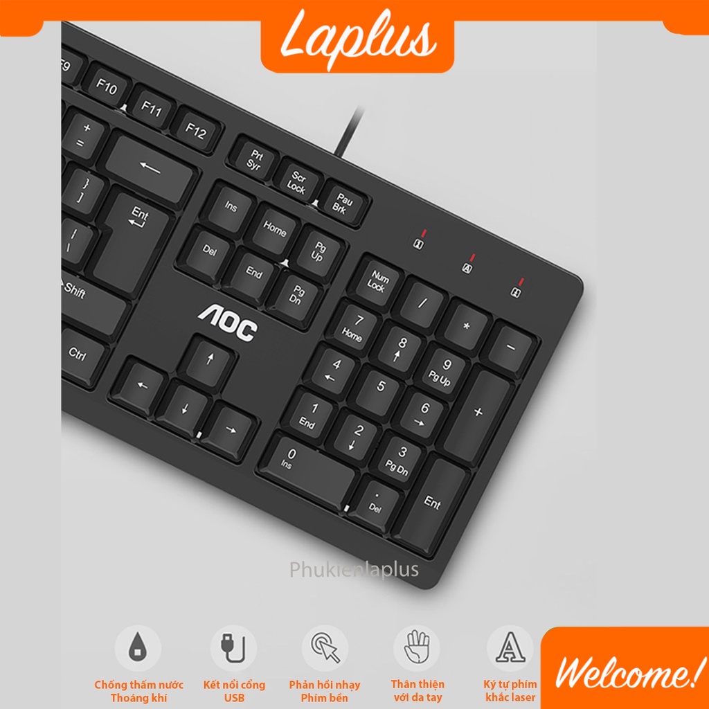 Bàn Phím Có Dây AOC KB161 Thiết Kế Đơn Giản - Phù Hợp Cho Làm Việc Văn Phòng, Học Sinh, Sinh Viên Học Tập, Giải Trí