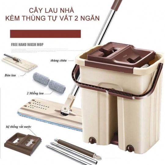 Bộ Cây Lau Nhà Chổi Lau Nhà Thông Minh Tự Vắt 360 Độ Chính Hãng Cao Cấp Tặng Kèm 2 Bông Lau