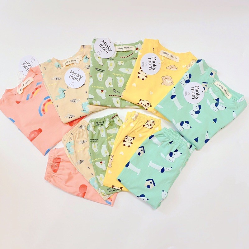 Bộ Cotton 100% Minky Mom In Toàn Thân Họa Tiết Cầu Vồng- Gấu Trúc Dễ Thương Cho Bé (1255 )