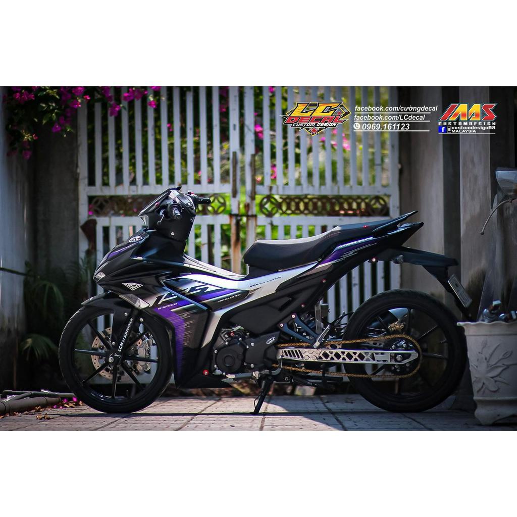 Tem rời exciter 155 đen tím mẫu cover 2023 , tem 3 lớp không bay màu