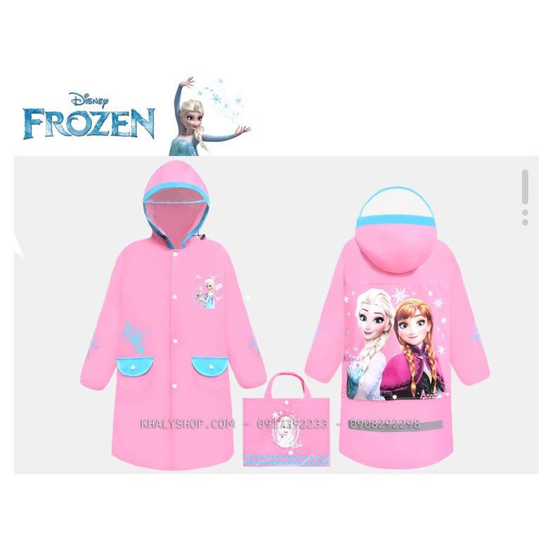 Áo mưa vải dù cao cấp hình công chúa Frozen Elsa và Anna màu hồng cho bé gái còn size (M,L,XL,XXL) - 140P4NDF18006Q