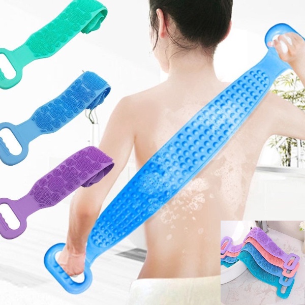 Dây Tắm Chà Lưng 2 Mặt Silicon Có Gai Massage Cơ Thể, Dây Tắm Kì Lưng Loại Bỏ Các Tế Bào Chết