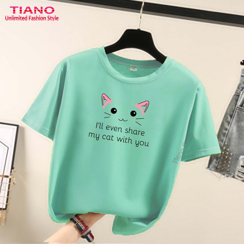 Áo Thun Tay Ngắn Tai Mèo AT-053 - Tiano - Phù Hợp Mọi Vóc Dáng - Áo Thun Nam - Áo Thun Nữ