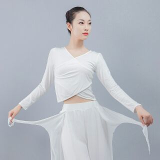 OD - Áo tập múa yoga croptop cổ tim eo chéo dài tay <A04> - Đồ Múa Bảo Châu