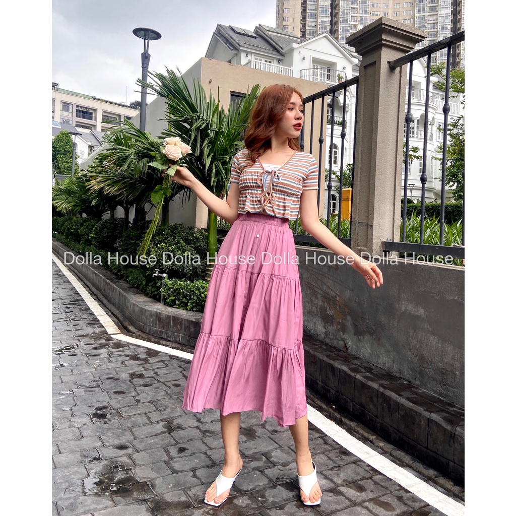 Chân váy Ba tầng nút Lưng Chun Thoải Mái mẫu 1004 | BigBuy360 - bigbuy360.vn