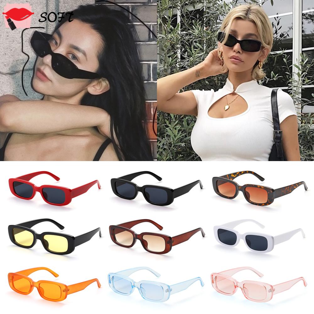 SOFTNESS Retro Women Sunglasses Travel Eyeglasses Sun Glasses Fashion UV 400 Protection Square Frame Small Rectangle Eyewear