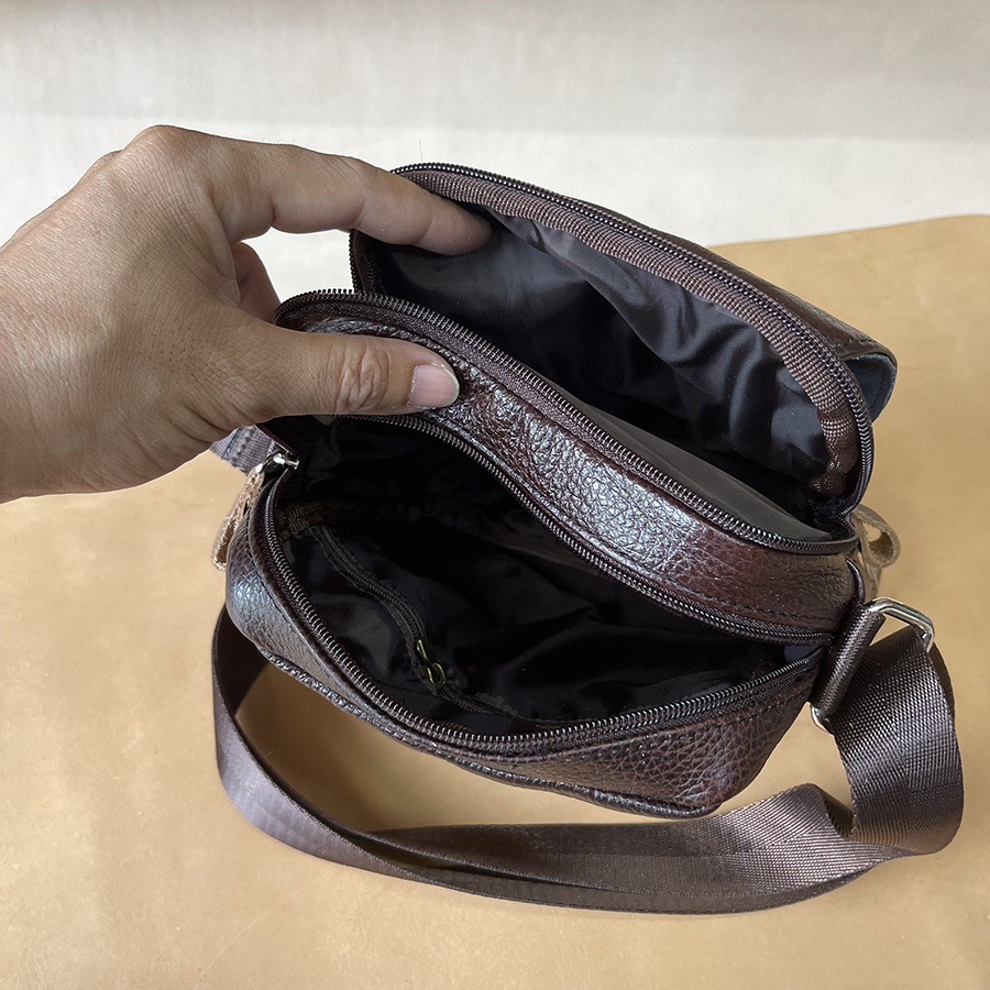 Túi Đeo Chéo Thời Trang Cho Nam, Chật Liệu da Bò Thật Cao Cấp CB07 Bảo Hành Da 3 Năm