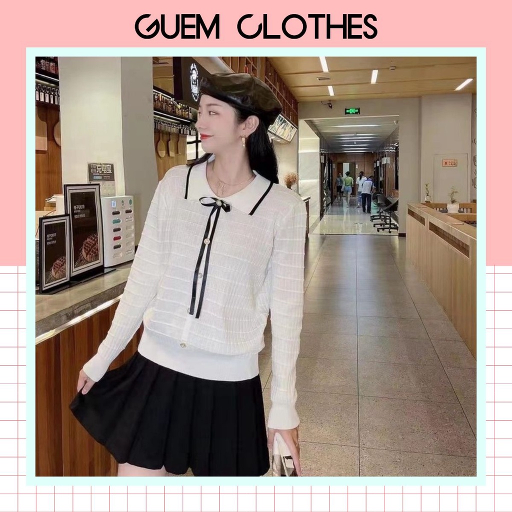 Áo len dập ô dài tay hàng Quảng Châu thời trang nữ - GUEM Clothes
