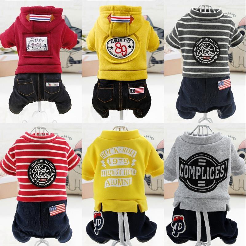 Quần áo cho chó mùa thu và đông thú cưng Teddy VIP Pomeranian cún con thời trang chữ cái bốn chân