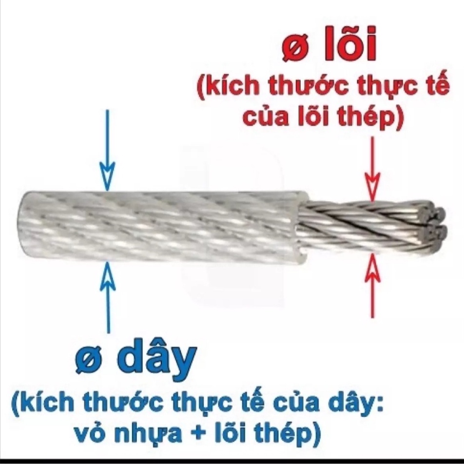 Cáp Thép Bọc nhựa 10mm  số lượng bạn chọn tương ứng với số mét bạn mua.Chịu lực tốt,chống rỉ sét.