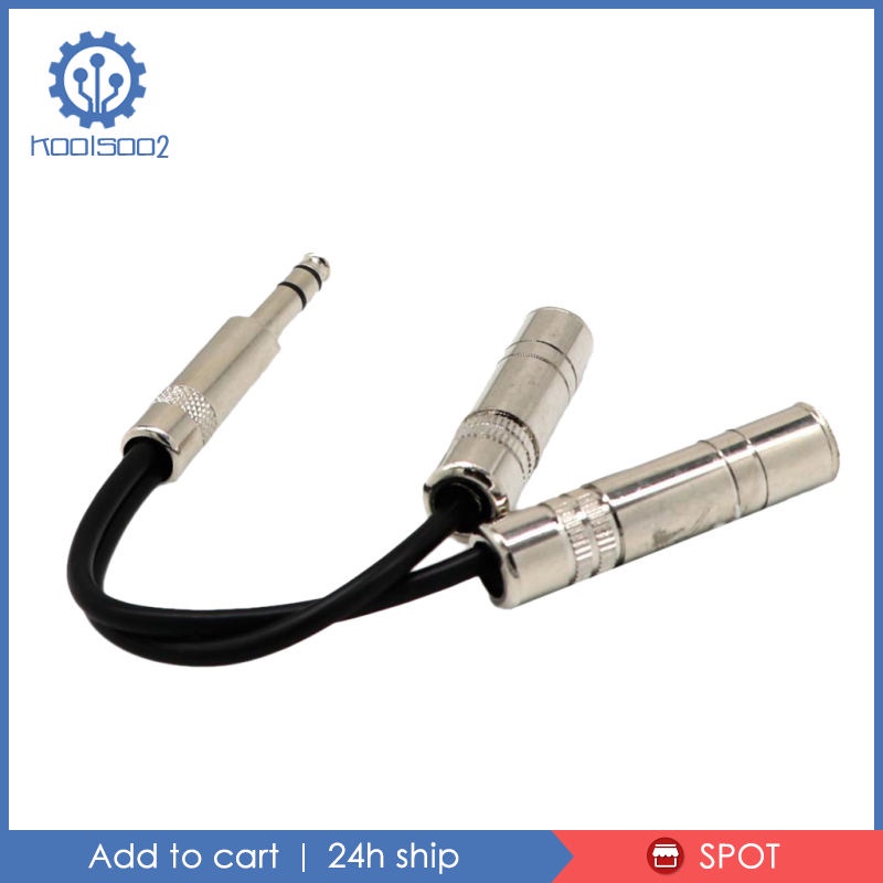 6.35mm Stereo Plug / Male to Dual 1/4'' 6.35mm Jack /Female Splitter Adapter