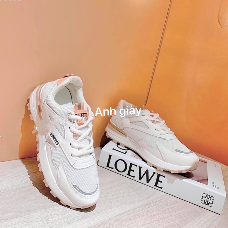 TT30 - Giày thể thao pha lưới pha cam đế nâu siêu nhẹ - Hàng cao cấp ( Ảnh thật ,video)