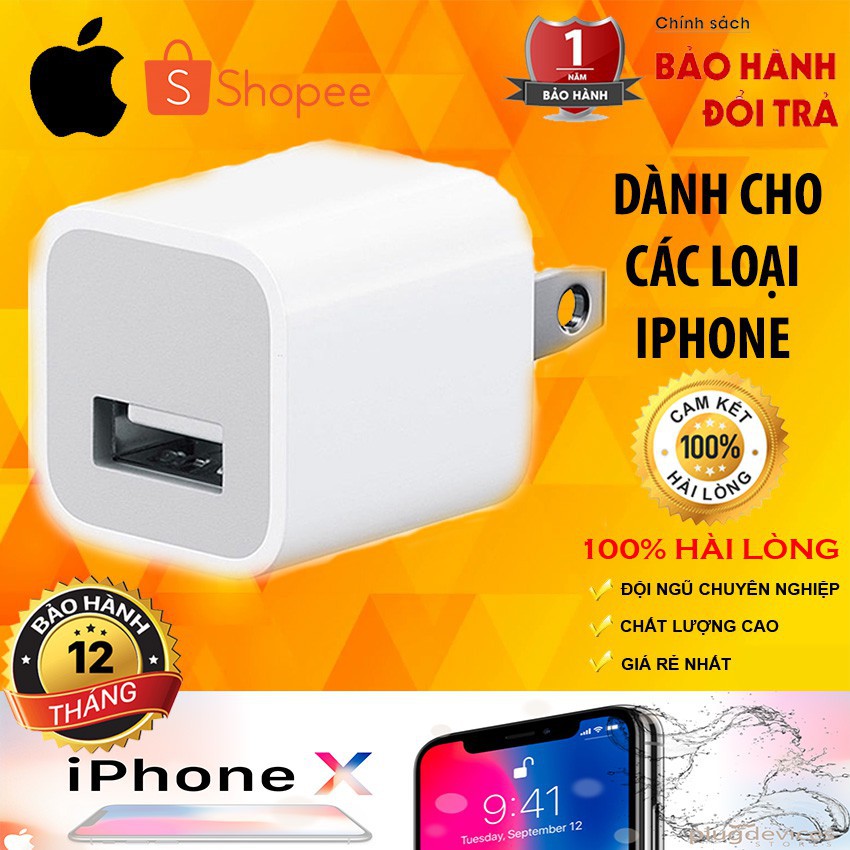 CỦ SẠC IPHONE ZIN CHO IPHONE 5, 5S, SE, 6, 6 PLUS, 6S, 6S PLUS, 7, 7 PLUS, X