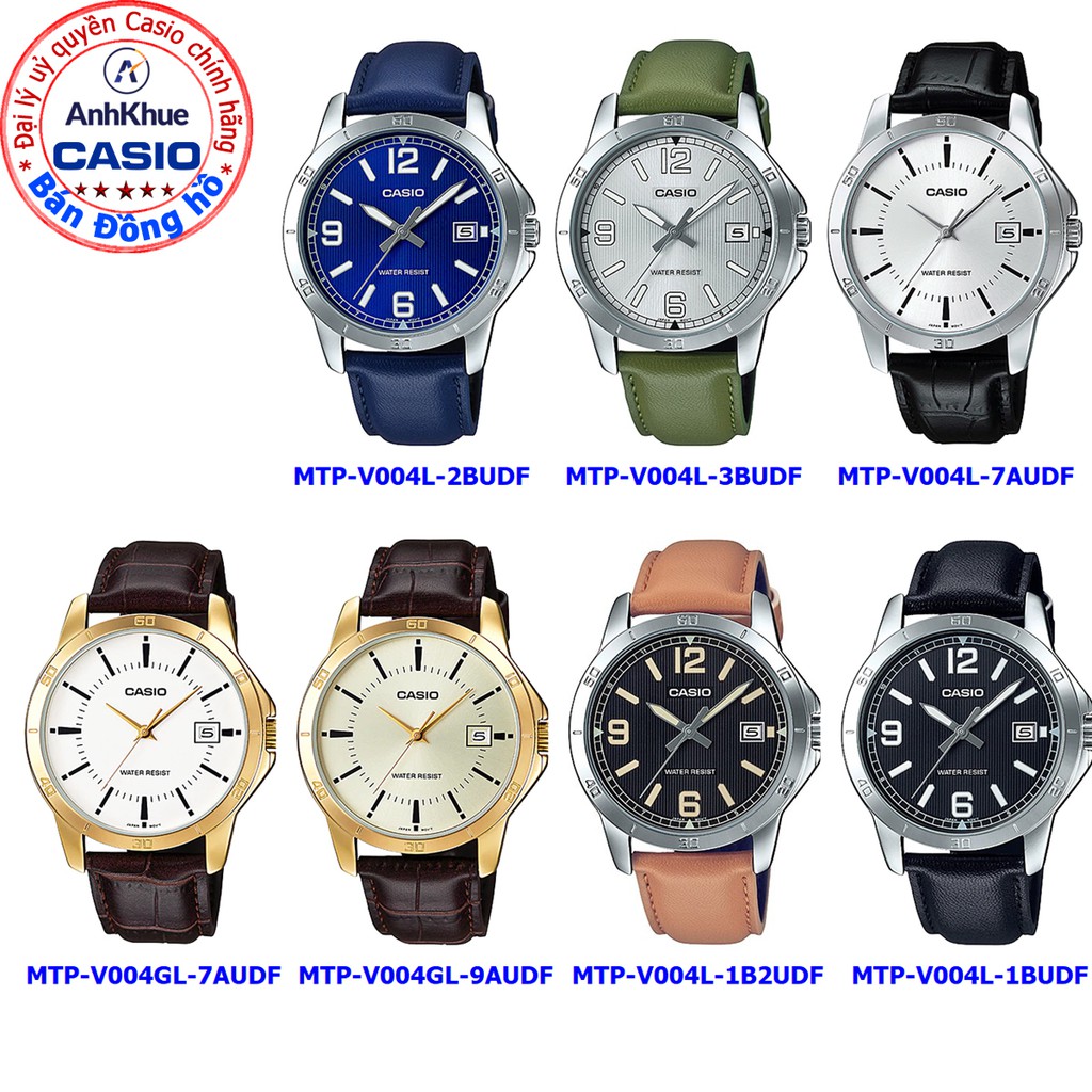 Đồng hồ nam Casio MTP-V004 MTP-V004L MTP-V004GL bảo hành 1 năm chính hãng Anh Khuê