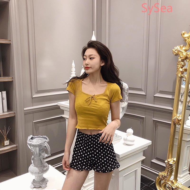 Áo Croptop Ngắn Tay Ôm Dáng Thời Trang Mùa Hè Cho Nữ