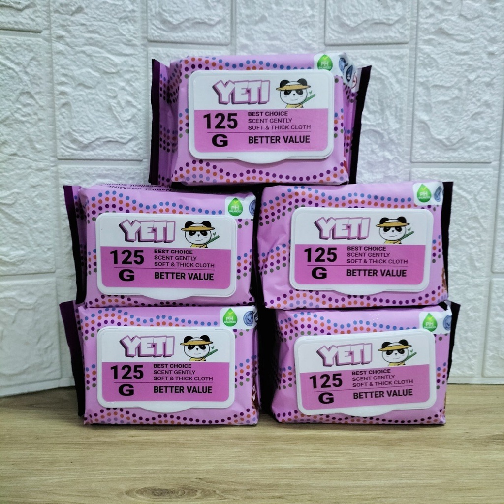 Combo 5 Bịch Khăn Giấy Ướt YeTi Thái Lan Không Mùi 125gr