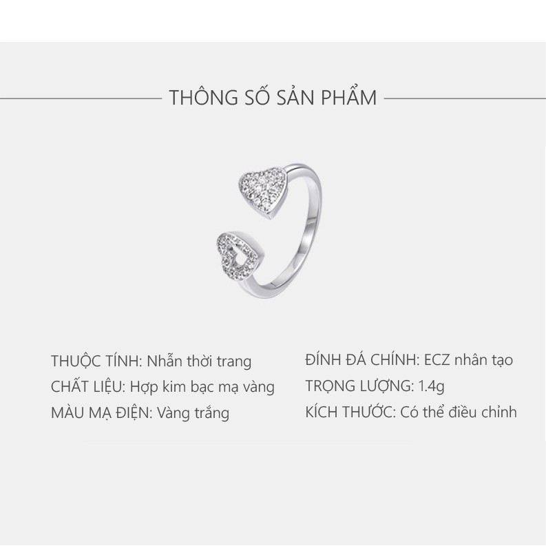 Nhẫn Nữ Mạ Vàng Trắng, Đính Đá Trang Nhã, XPN15