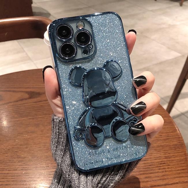 Ốp lưng in nổi hình gấu Bearbrick 3D cho iPhone 14 Max / 14Pro / 14Pro Max / 13 Pro Max 12 / 11 / XS Max / 7P / 8P