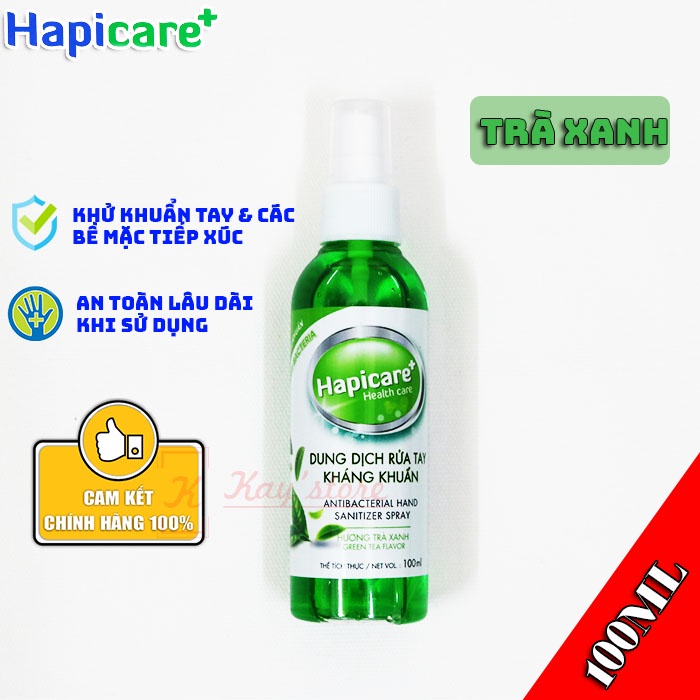 [Siêu Combo] Chai xịt khuẩn mini HapiCare+ (100ml) / Dung dịch rửa tay sát khuẩn / Nước khử khuẩn / Xịt rửa tay khô