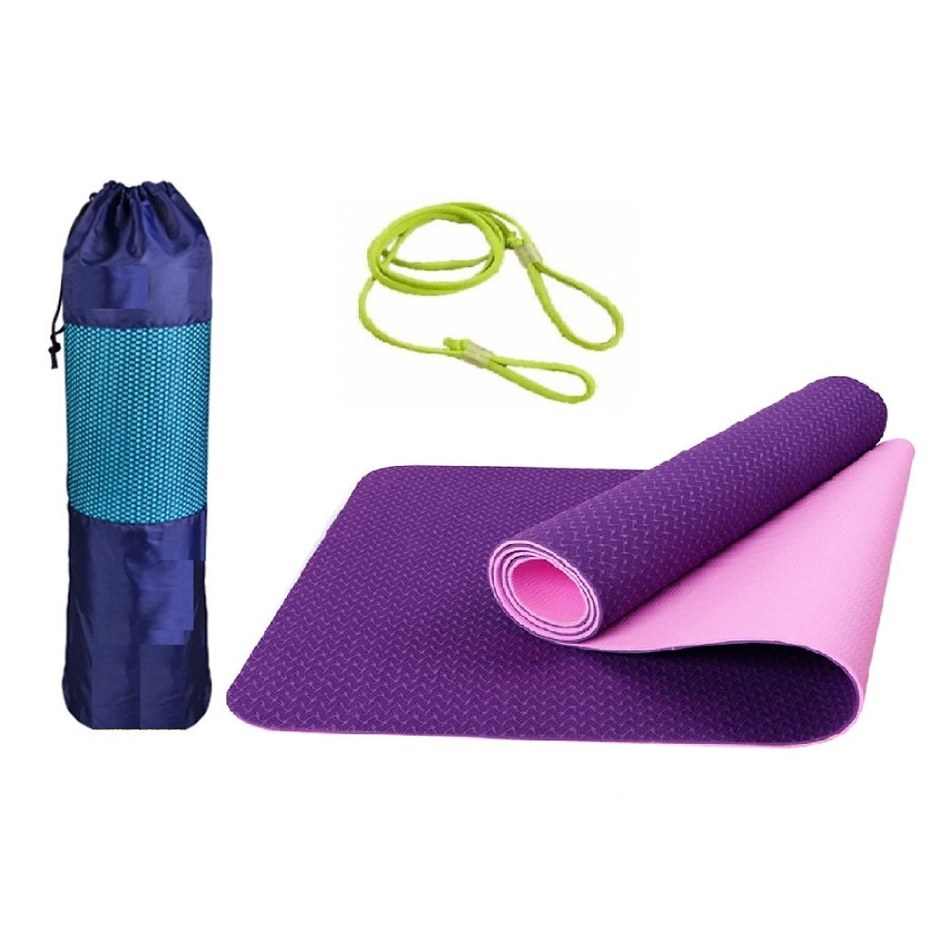 Thảm tập yoga, gym 2 Lớp miDoctor, Chống Trơn Trượt, Chất Liệu Bảo Vệ Môi Trường + Bao Đựng + Dây Buộc (Hàng Thanh Lý)