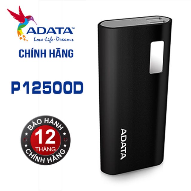 Pin sạc dự phòng ADATA P12500 dung lượng 12500 Mah bảo hành chính hãng 1 năm mới full box