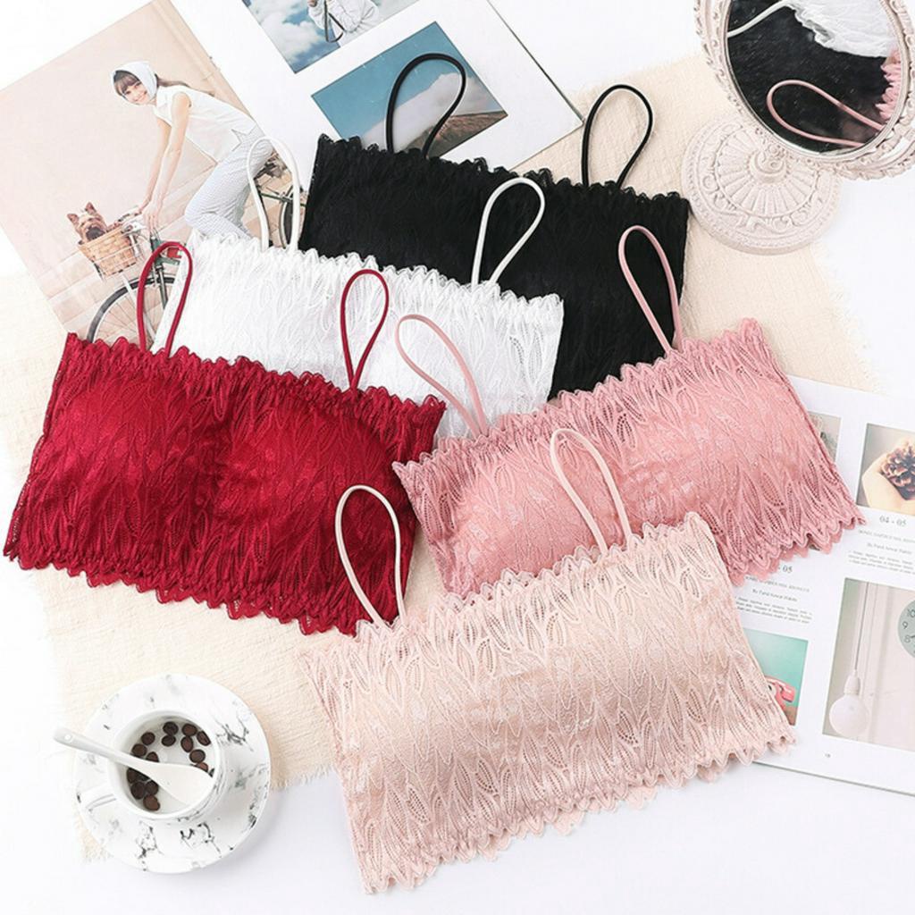 Áo bra ren nữ - Áo ống ren bra nữ chiếc lá 2 dây co dãn mút mỏng thông khí sexy Kingshop B3371
