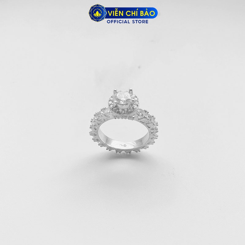Nhẫn đá đính đá bạc nữ đá tròn chất liệu bạc 925 thời trang phụ kiện trang sức nữ Viễn Chí Bảo N400130