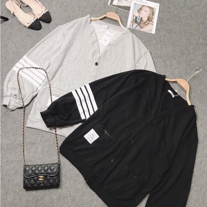  Áo Cadigan dáng rộng kẻ vạch tay nỉ da cá dày mịn đẹp cho nam nữ | BigBuy360 - bigbuy360.vn