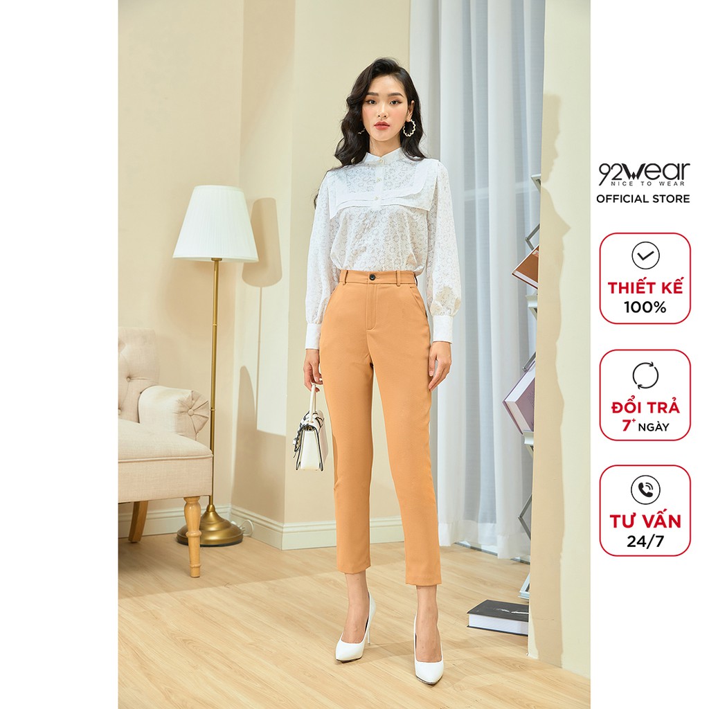 Quần tây nữ 92WEAR âu baggy công sở, thanh lịch, thoải mái QAA1602