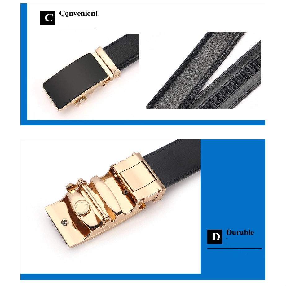 Thắt lưng từ da bò mềm mại phối khóa tự động cho nam 663