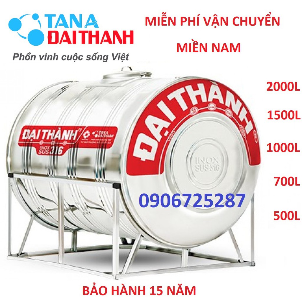 Bồn nước Đại thành VIGO inox316 ngang, chịu phèn mặn, bảo hành 15 năm