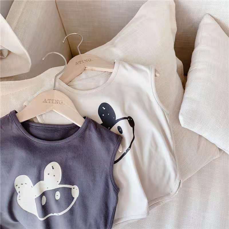 Áo Thun Cotton Sát Nách Phong Cách Phương Tây Dễ Phối Đồ Thời Trang Mùa Hè Cho Bé Trai Và Gái