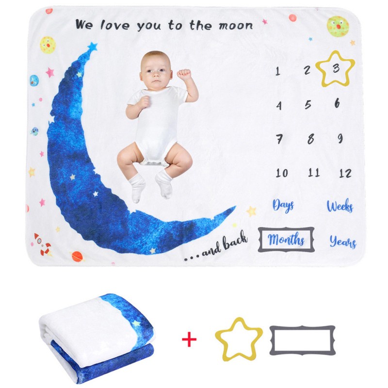 1 Bộ chăn và phụ kiện chụp ảnh đánh dấu cột mốc theo tháng của bé sơ sinh độc đáo chất lượng cao