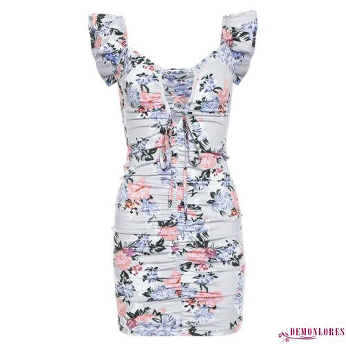 Đầm nữ không tay cổ chữ V họa tiết hoa thời trang quyến rũ