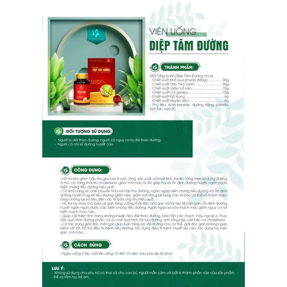 Viên uống Diệp Tâm Đường giúp ổn định đường huyết