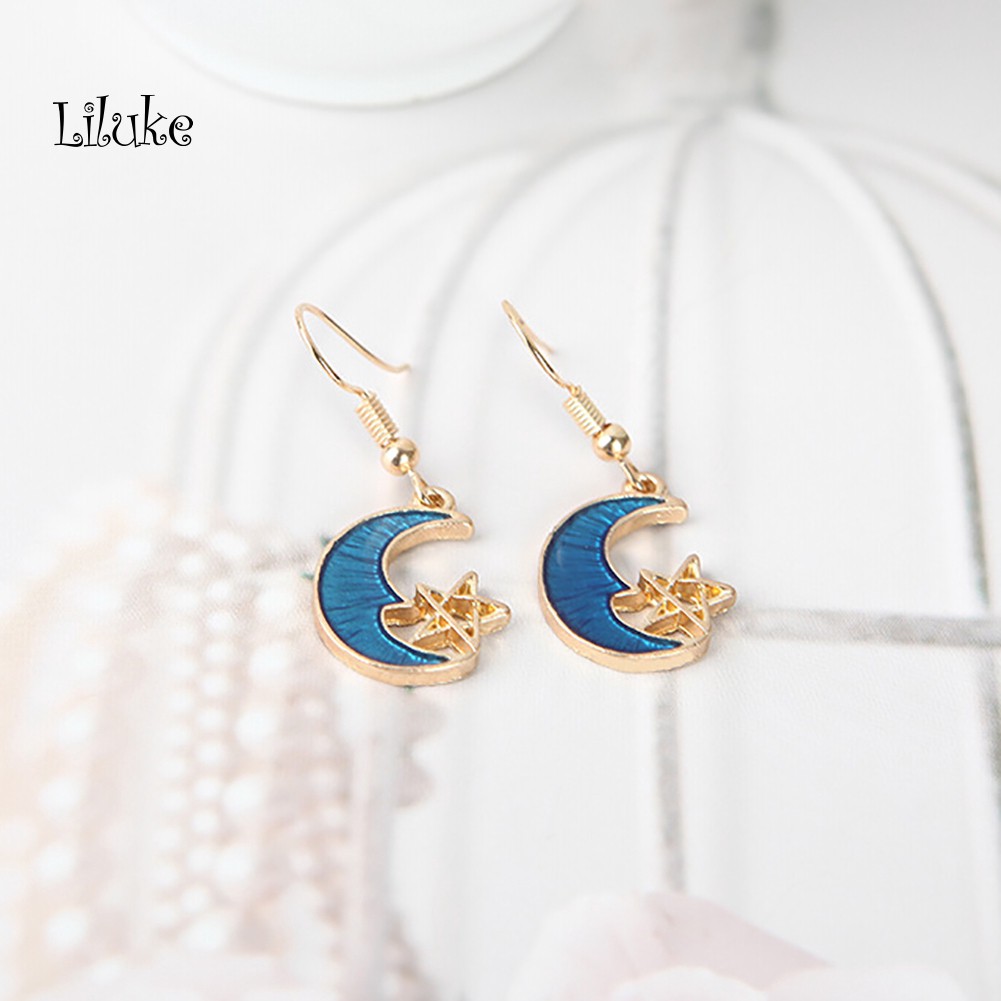 Đôi Khuyên Tai HìNh MặT Trăng Ngôi Sao ThờI Trang Cho Nữ