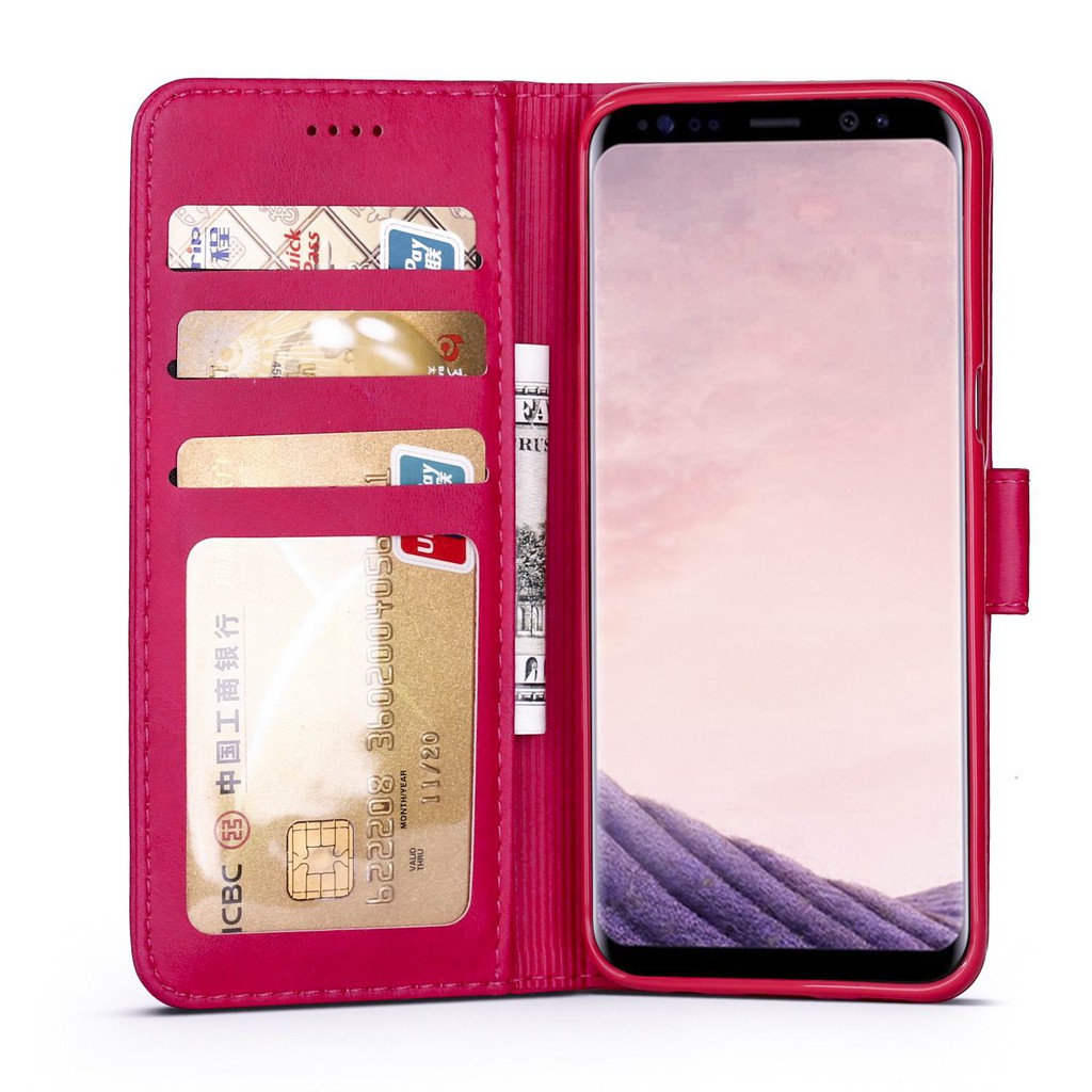 Bao da điện thoại nắp gập chất da màu trơn cho Samsung S8/S8 Plus/S9/S9 Plus/S10/S10 Plus/S10E/S10 5G | BigBuy360 - bigbuy360.vn