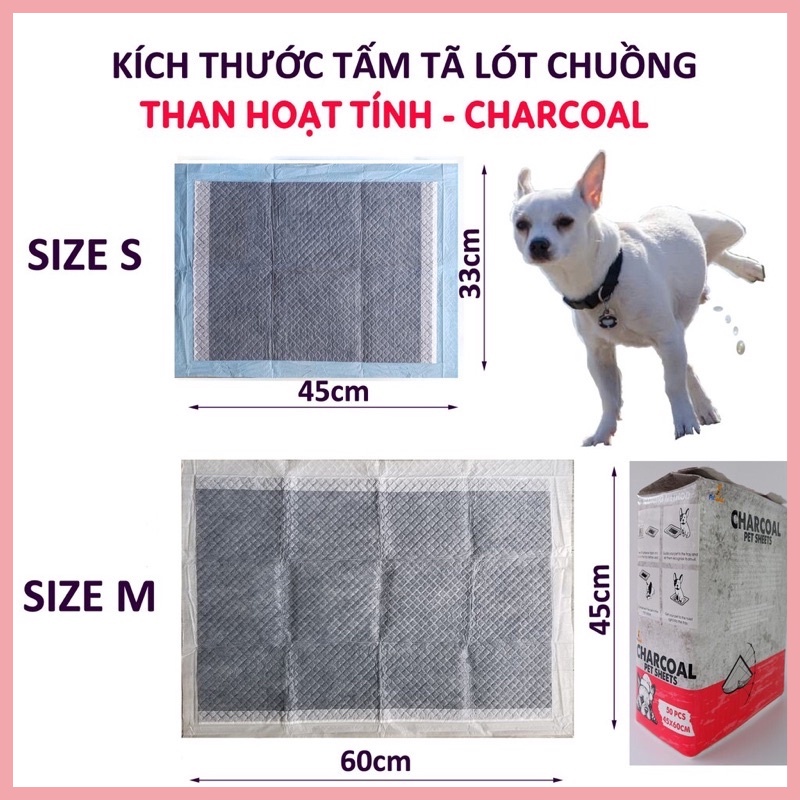 Tã lót chuồng cho chó mèo Charcoal than hoạt tính